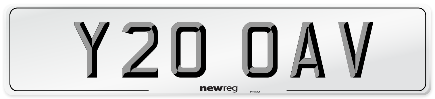 Y20 OAV Number Plate from New Reg